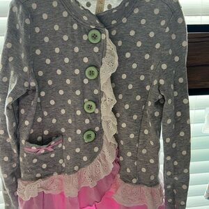 Matilda Jane Gray Polka Dot Ruffle Sweater